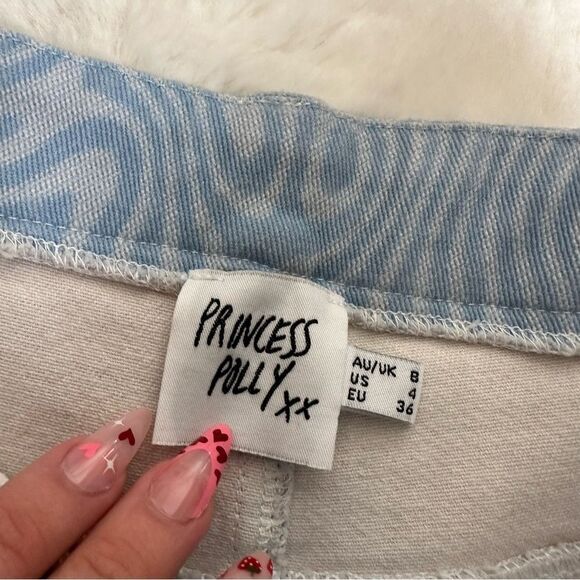 Princess Polly Addison Printed jeans size 4 blue groovy print straight leg - Picture 13 of 14